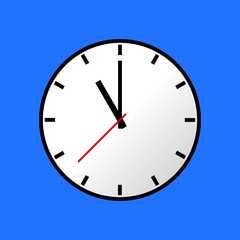 Clock icon, Vector illustration, flat design. Easy to use and edit. EPS10. Blue background.