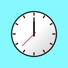 Clock icon, Vector illustration, flat design. Easy to use and edit. EPS10. Blue background.
