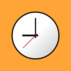 Clock icon, Vector illustration, flat design. Easy to use and edit. EPS10. Orange background.