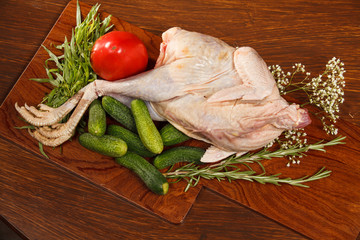 Raw chicken with vegetables