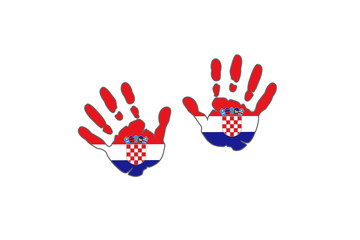 Fototapeta premium Croatia hands flags
