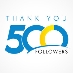 Thank you 500 followers logo. The vector thanks card for network friends with 500 numbers text - obrazy, fototapety, plakaty