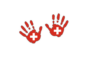 Switzerland hands flags