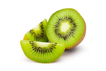 Kiwi fruit isolated on white background, macro