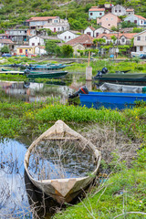 Sunk boat on the lake of Scadar in Montenegro