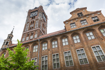 Fototapeta na wymiar Gothic tower of town hall in Torun-city on The World Heritage Li