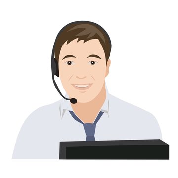 recommend clip art: Profession receptionist man, isolated vector