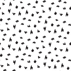 Black and white smears geometric vintage design pattern. Monochrome abstract shape background.