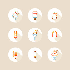 ice cream and popsicle circle icons