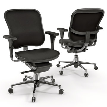 Black office chair isolated on white 3D Illustration