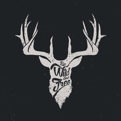 Fototapeta premium Deer be wild and free invert