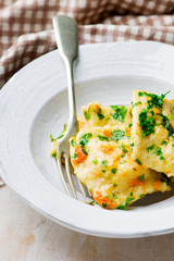 pumpkin ravioli in a bowl