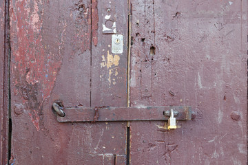 old door with padlock as background
