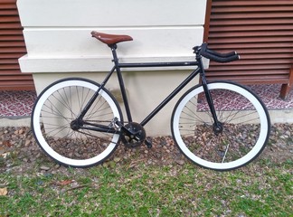  The vintage bicycle on a street