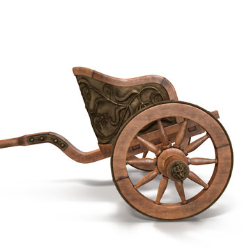 Roman Chariot Racing on White 3D Illustration