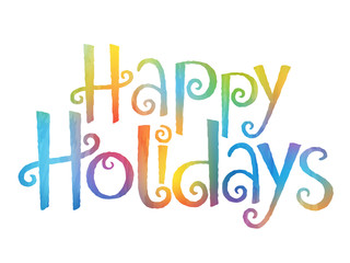 HAPPY HOLIDAYS watercolour banner in Festive Tree font