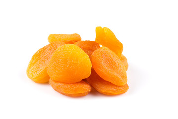 Dried apricots on white background