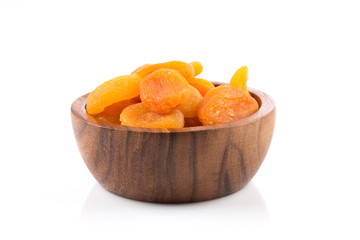Dried apricots on white background