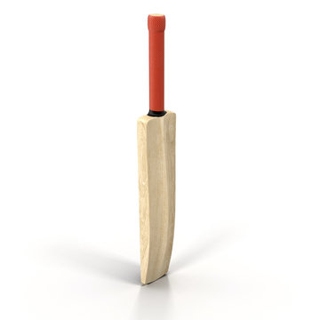 Traditional wood cricket bat isolated on white 3D Illustration