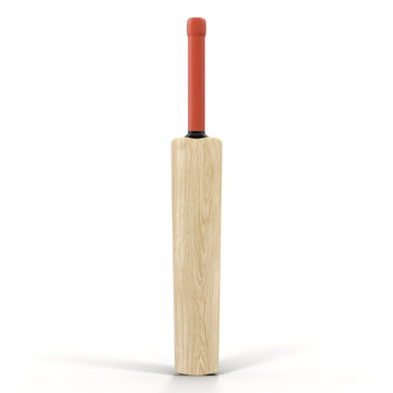 Traditional wood cricket bat isolated on white 3D Illustration