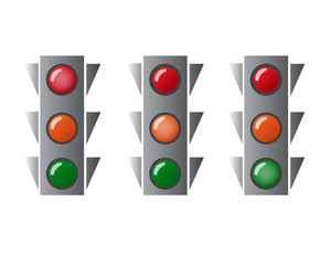 Three different traffic lights