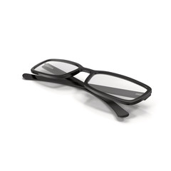 Black Eye Glasses Isolated on White 3D Illustration