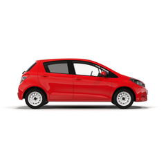 Red Family Hatchback Car isolated on white 3D Illustration