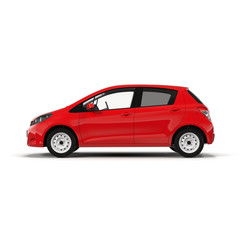 Fototapeta na wymiar Red Family Hatchback Car isolated on white 3D Illustration