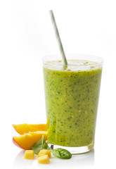 Glass of fruit and spinach smoothie