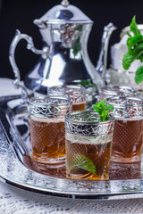 Moroccan tea glasses and biscuit