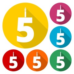 Burning birthday candles number 5