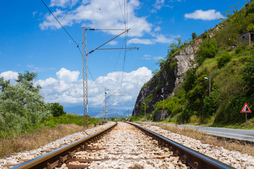 Railroad tracks in mountains