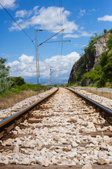Railroad tracks in mountains