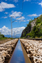 Railroad tracks in mountains