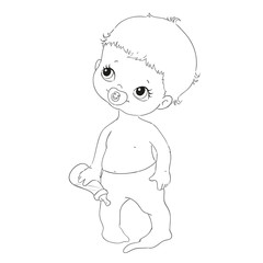 Cute baby character. Vector for coloring book.