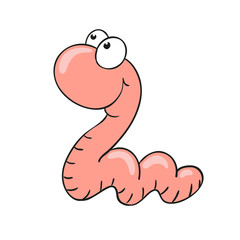 Cheerful cartoon character worm. Vector isolated