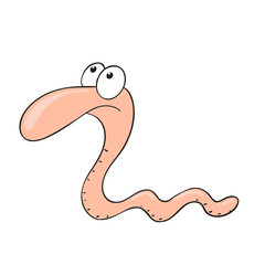 Sad cartoon character worm. Vector illustration