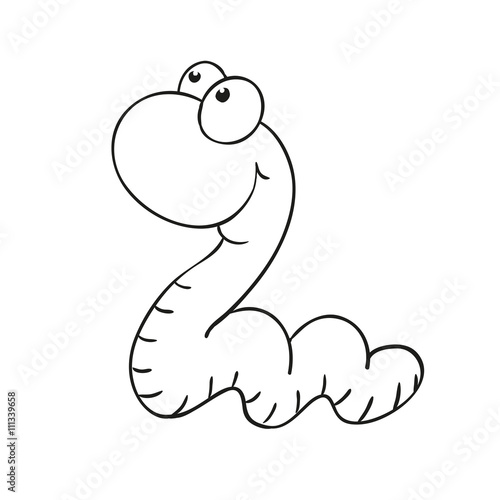 Download "Cute cartoon character worm coloring book. Vector ...