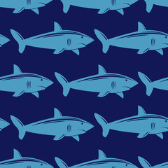 Seamless pattern with shark in water