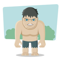 Very strong man. Vector illustration on a background.