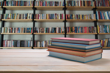 book stack and book shelf background