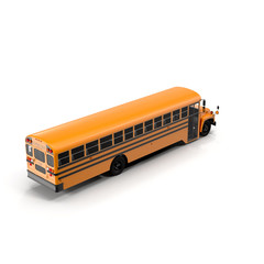 Traditional yellow schoolbus isolated on white 3D Illustration