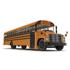 Traditional yellow schoolbus isolated on white 3D Illustration