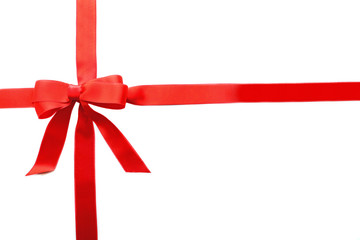 Two ribbons and bow, isolated on white