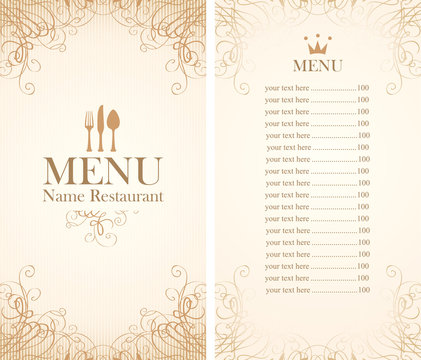 menu for the restaurant in retro style with cutlery