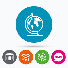 Globe sign icon. World map geography symbol.