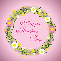 happy mothers day round floral background