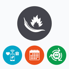 Hot chili pepper sign icon. Spicy food symbol.