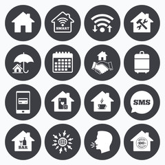 Real estate icons. House insurance sign.