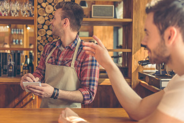 Handsome men at cafe